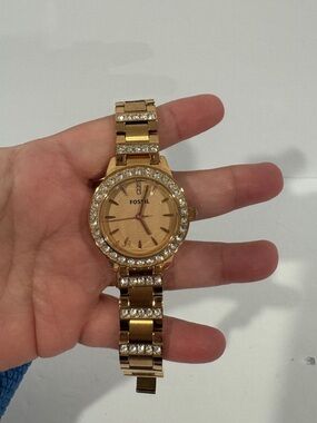 Fossil Gold-Tone Crystal Accent Ladies Watch